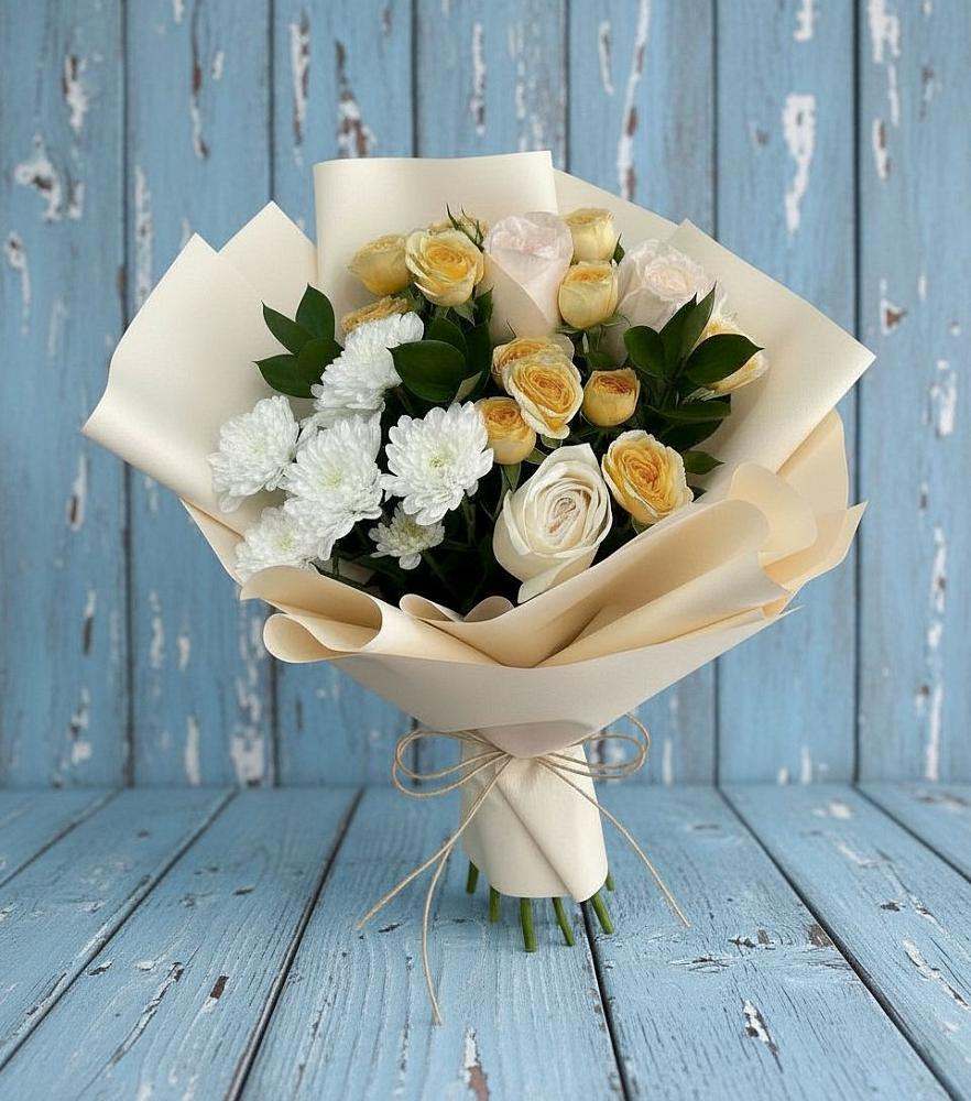 Букет цветов из: Розы и Хризантемы в Юрлово