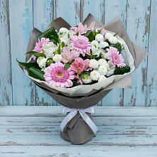 Букет цветов из:  Герберы, Альстромерии и Хризантемы в Юрлово