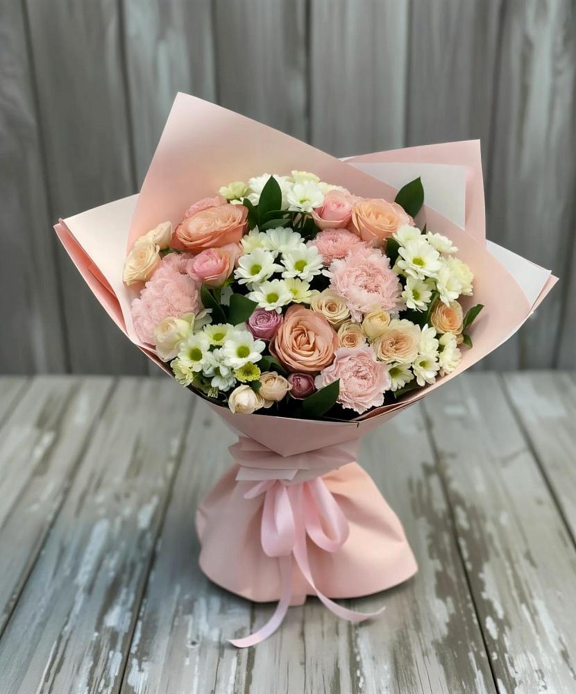 Букет цветов из: Гвоздики, Розы и Хризантемы в Юрлово