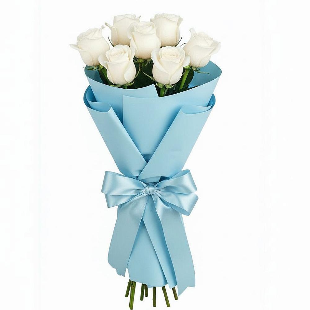 Букет 7 белых роз Проуд в Юрлово