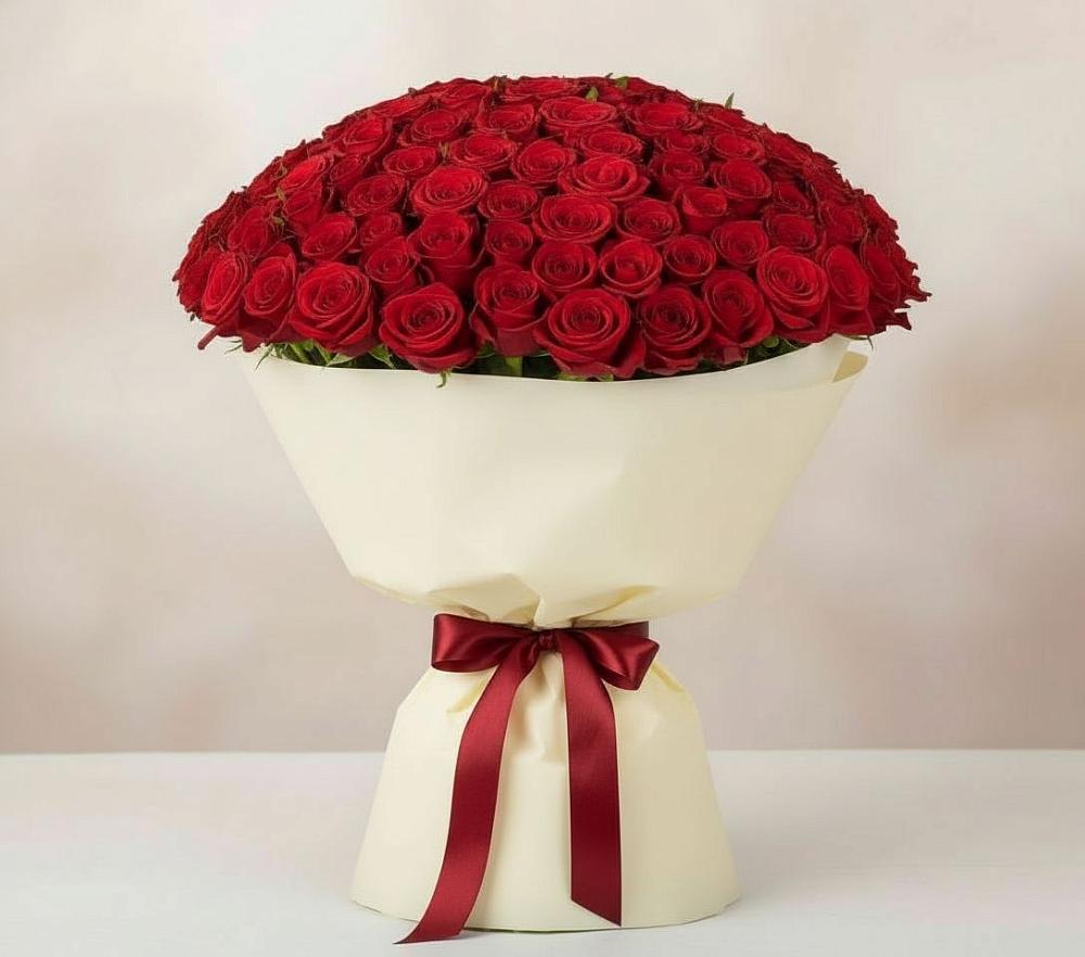 Букет 101 Красная роза Милано в Юрлово