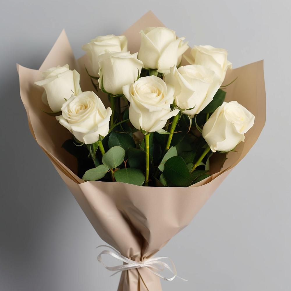 Букет 9 Белых роз Эдлесс Лав в Юрлово