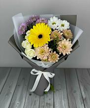 Букет цветов из:  Розы, Герберы и Хризантемы #REPLACE_PRED# Юрлово