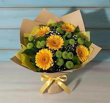 Букет цветов из:  Герберы и Хризантемы в Юрлово