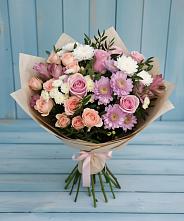 Букет цветов из:  Хризантемы, Розы и Альстромерии #REPLACE_PRED# Юрлово