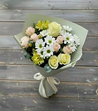 Букет цветов из:  Альстромерии, Розы и Хризантемы в Юрлово