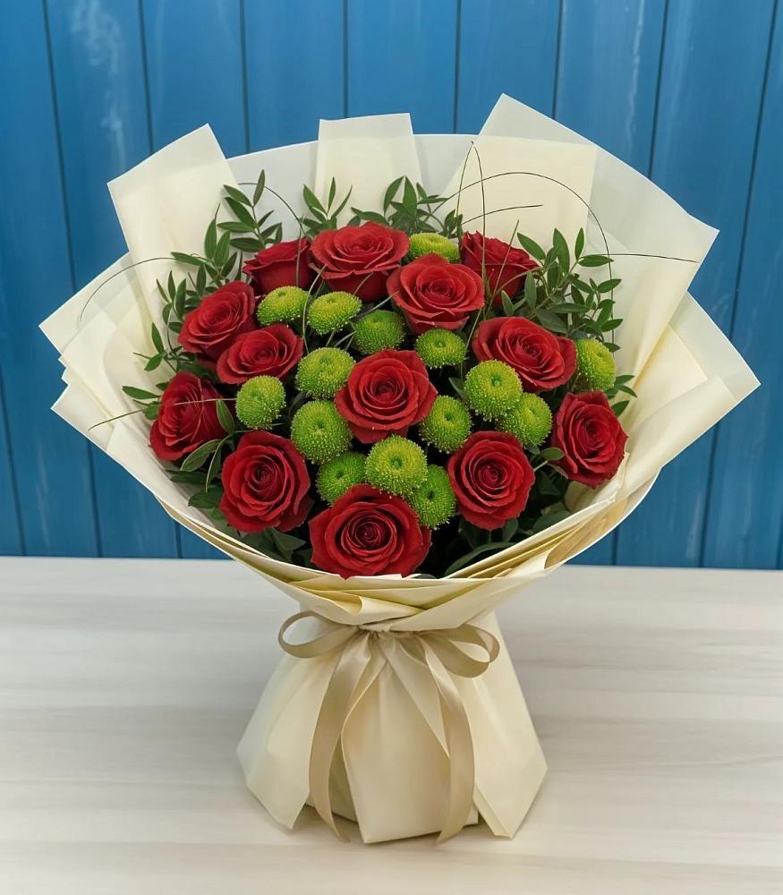 Букет цветов из: Розы и Хризантемы в Юрлово