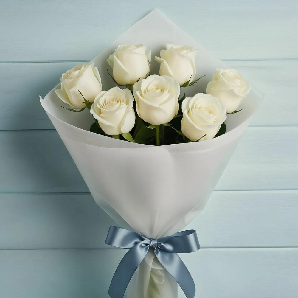 Букет 7 Белых роз Эдлесс Лав в Юрлово