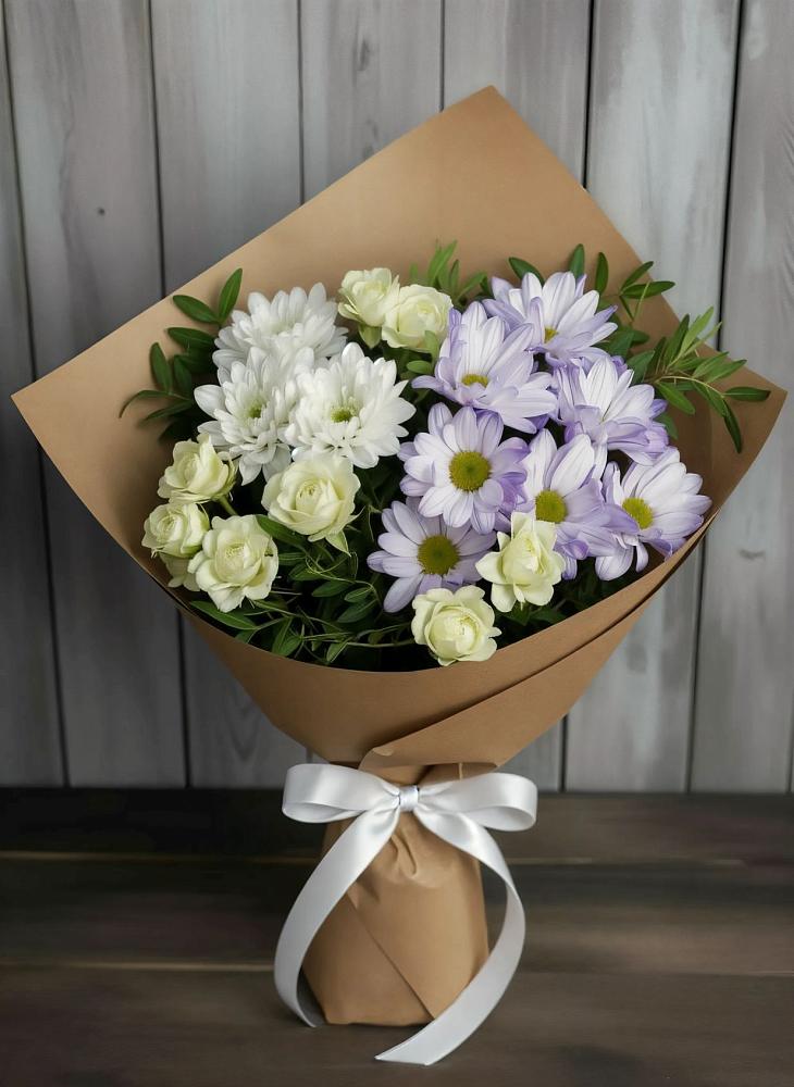 Букет цветов из: Хризантемы и Розы в Юрлово
